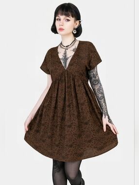 Disturbia Rosamoth Mini Smock Dress Viscose